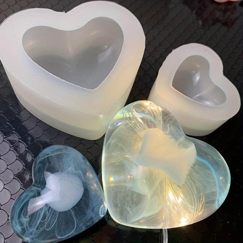 5-cavity Shiny Heart Resin Mold Resin, Resin Molds, Silicone Mold, Silicone  Mold for Resin 