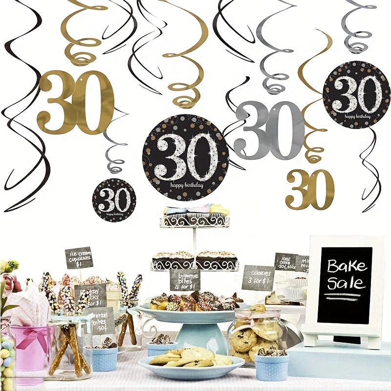30th Birthday Decorations for Men Black and Gold, Straight Outta My Twenties Banner Cake Topper Black Gold 30th Birthday Balloons for Him, 30 Foil