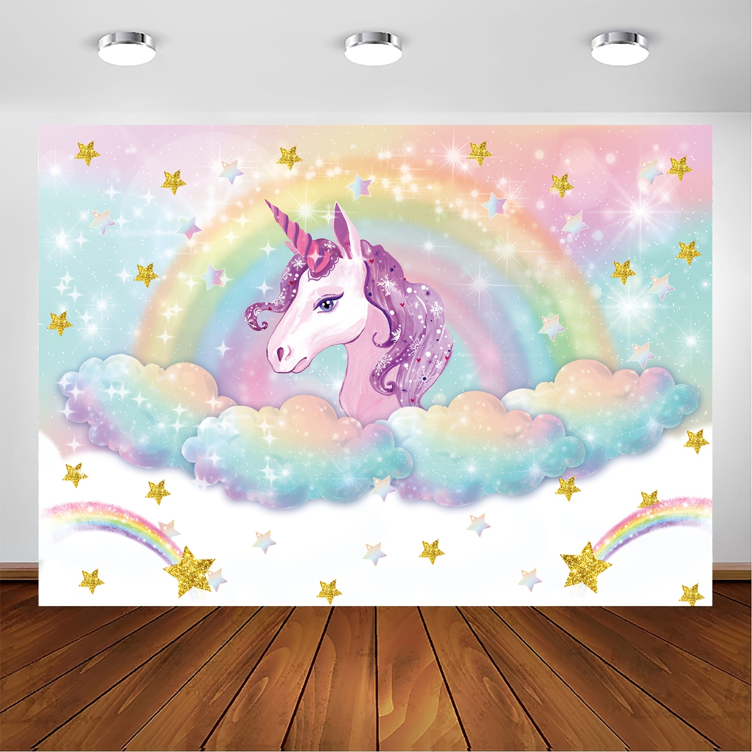 1pc Unicorno Wall Stickers Purple Glitter Galaxy Unicorn - Temu Italy