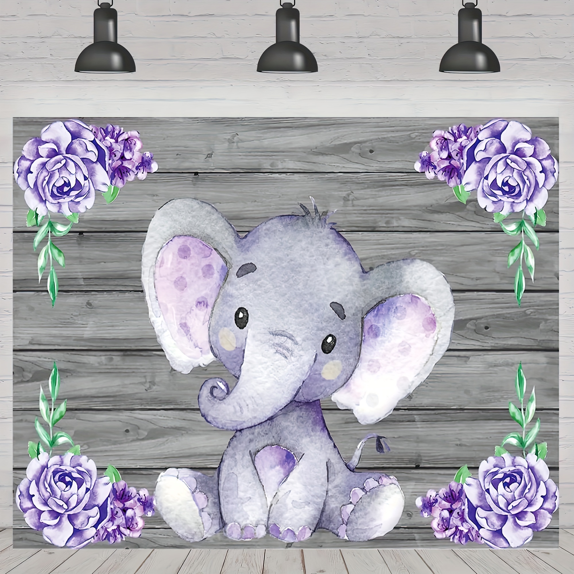 1pc Fondo Elefante Ducha Bebé Floral Rosa Niña Rústico - Temu