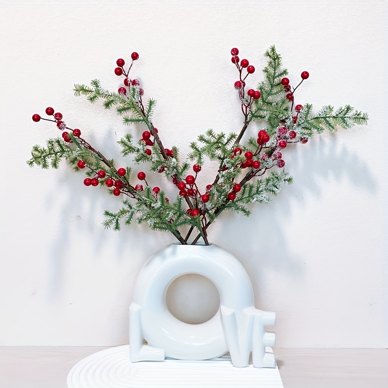 Christmas Berries Pine Picks Artificial Red Berry Pine Branches Long Faux  Pine Stem With Pinecones For Xmas Tree Wreath Diy Craft Floral Arrangement,  Scene Decor, Festivals Decor, Room Decor, Theme Party Decor