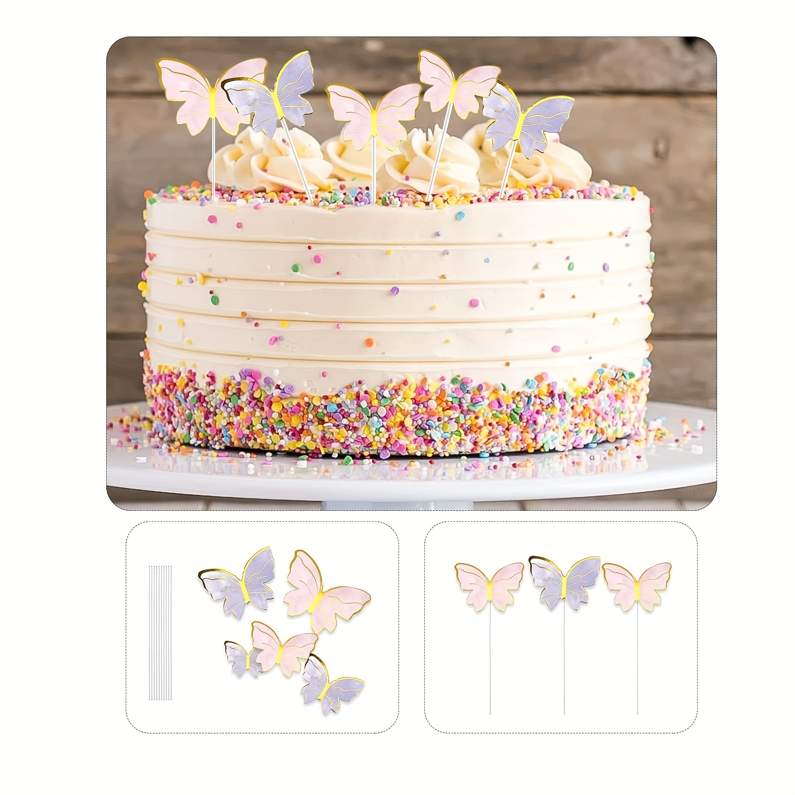 Princess Series And Purple Golden Edge Butterfly Cake - Temu