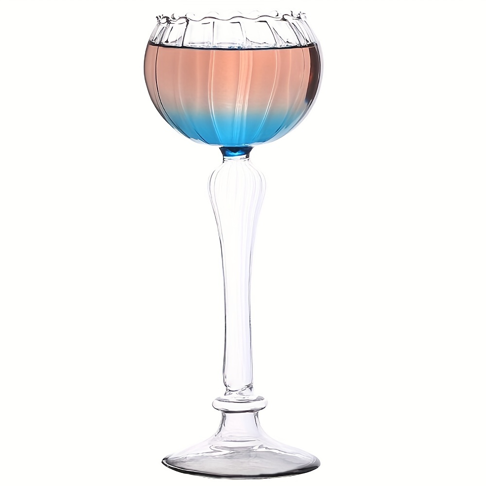 Retro Crystal Glass Champagne Wine Glass High Value Medieval Cup Flower  Light Luxury Gradient Color Home
