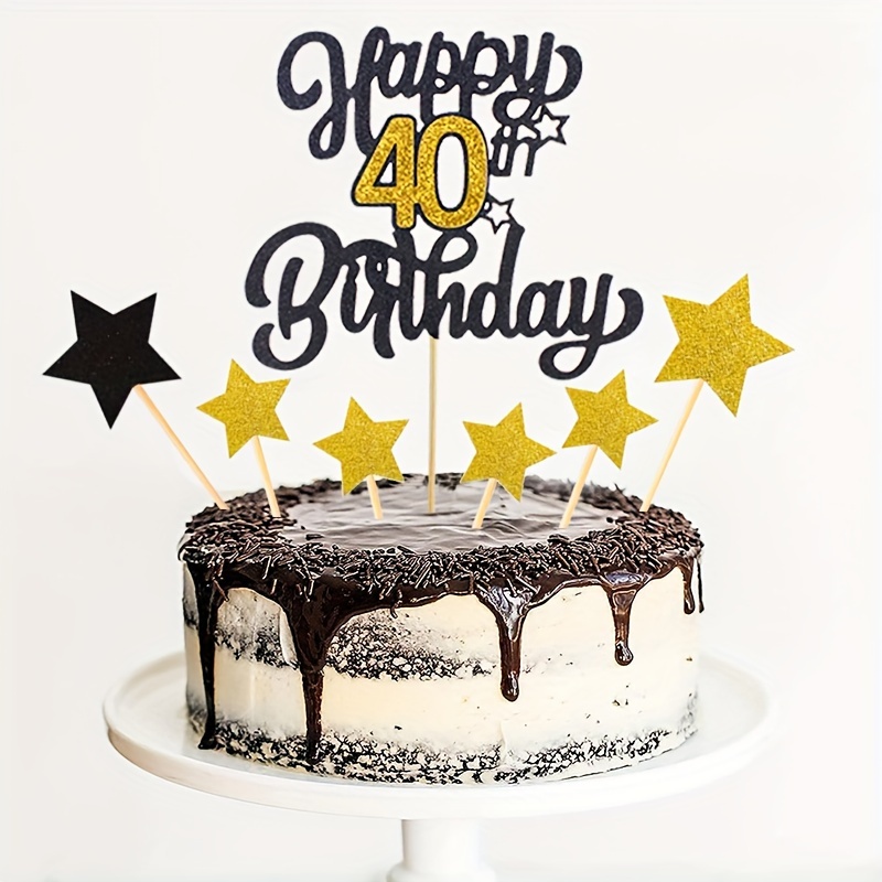 Décoration de gâteau d'anniversaire Happy 30e anniversaire - Décoration de  gâteau 30 ans - Noir - Garçon fille - Paillettes - Joyeux anniversaire 30