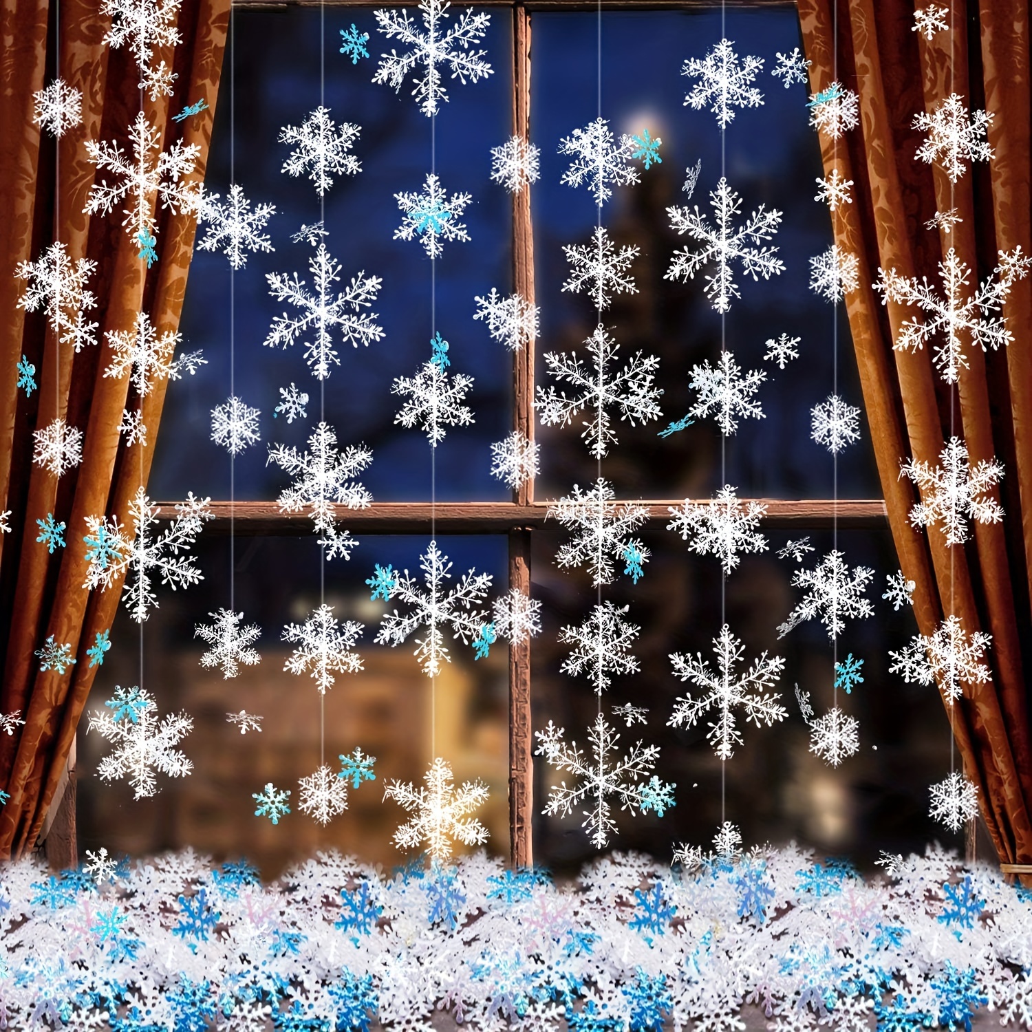 RESAUL 3D Hanging Snowflakes Christmas Decorations Ornaments, 15PCS Large  White Paper Snow Flakes Winter Wonderland Decoration Xmas Decor for