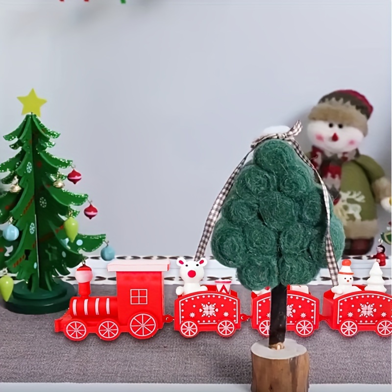 Enfeites de mini trem de madeira, conjunto de trem de Natal Trem de Natal  pintado de madeira Decoração de Natal Presente infantil, Decorações de  Natal Decoração de trem de madeira para(vermelho)