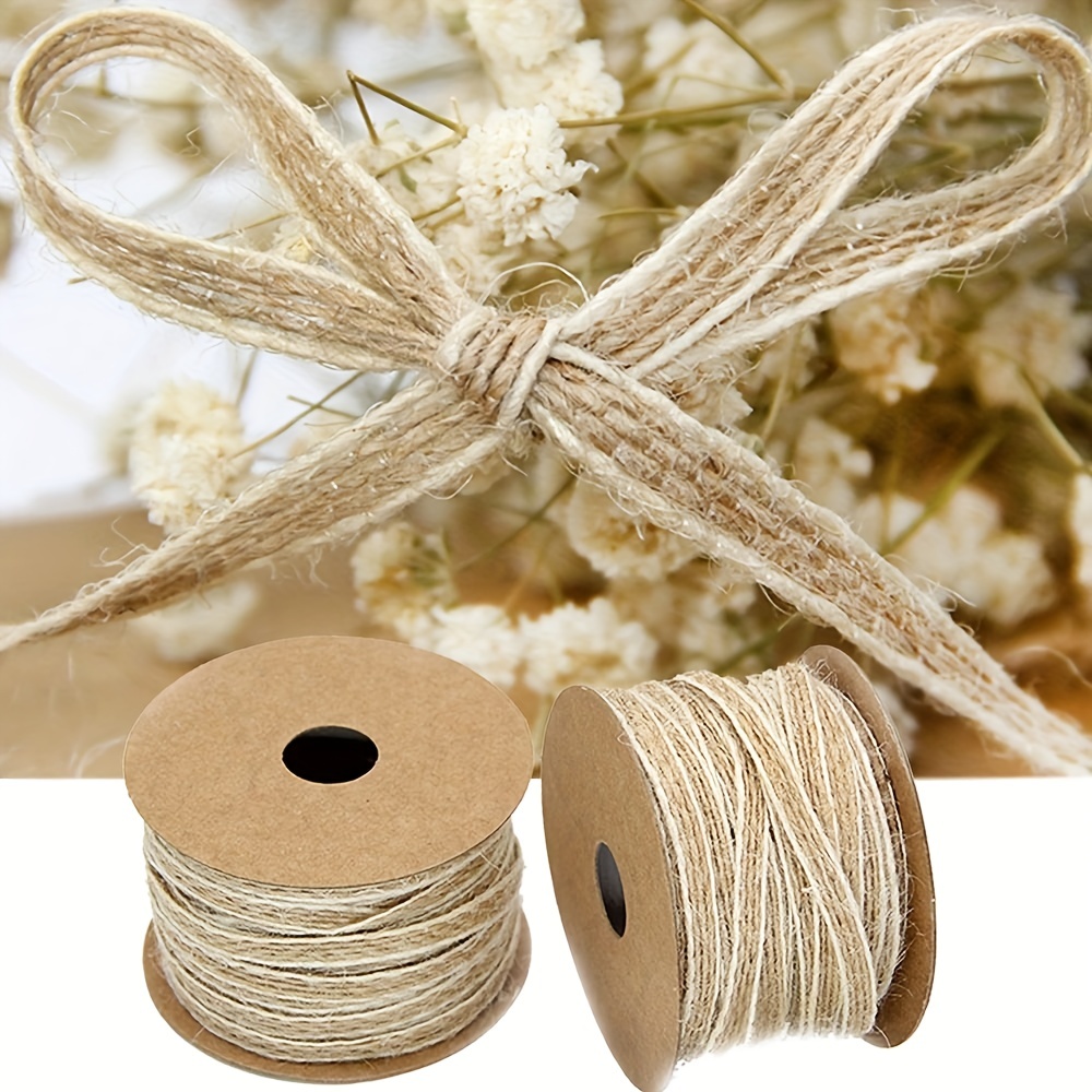 3 Rolls Christmas Burlap Jute Fabric Wired Ribbon 1/2/3 Inch by 10 Yards  Jute Ribbon Linen Type Cloth for Arts Crafts Homemade DIY Projects, Event
