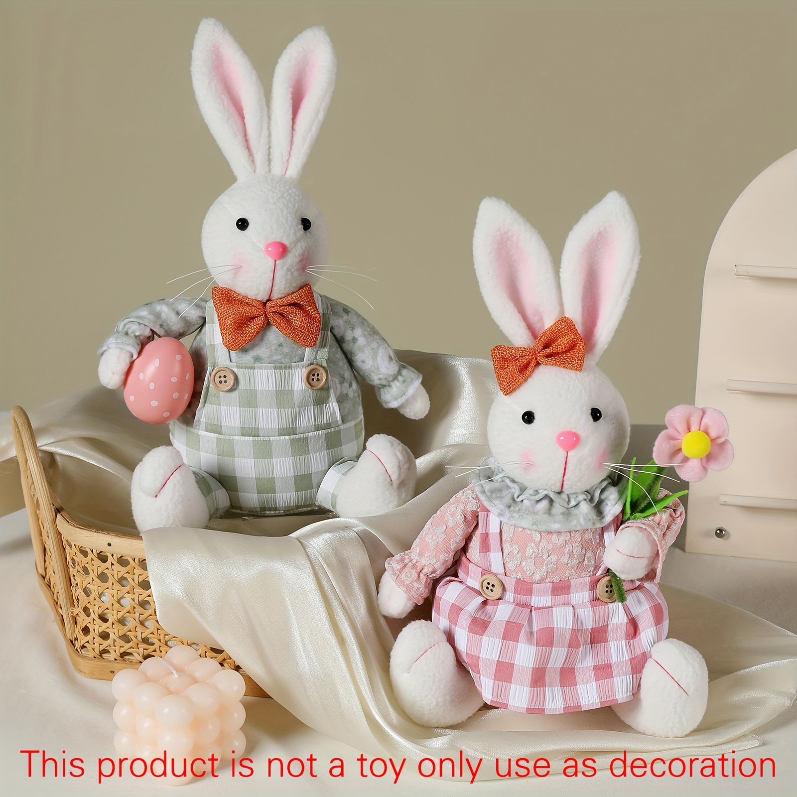 Hodao 2PCS Easter Bunny Couple Decorations