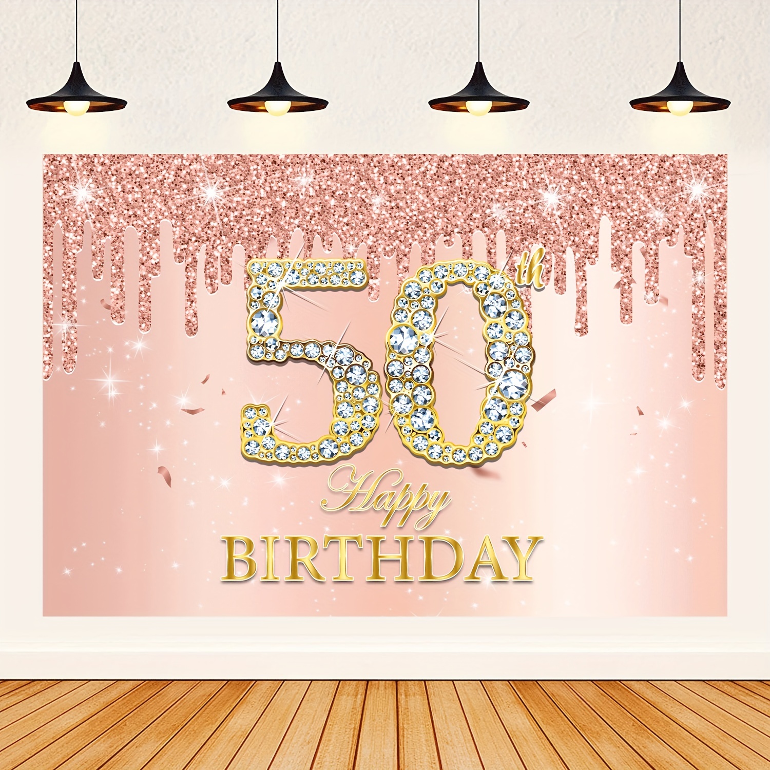 Happy 40th Birthday Party Decor Backdrop Banner 40 Years Old Pink Rose Gold  Glitter Diamomds Photography Background for Women - AliExpress