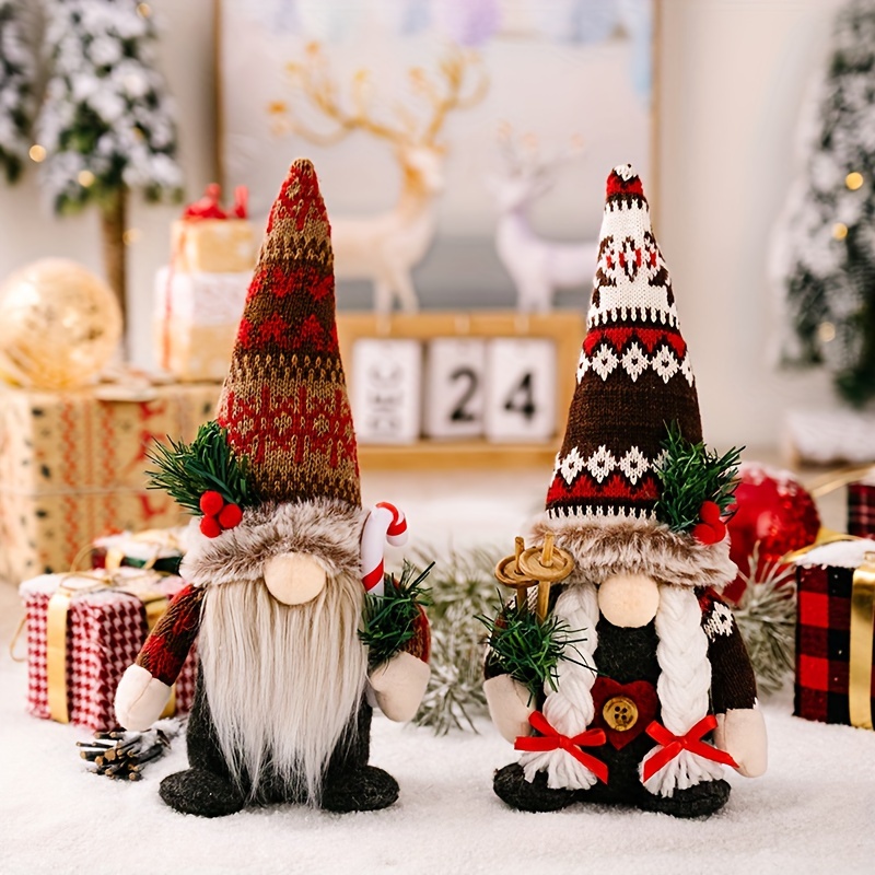 2 Pack Kitchen Chef Gnomes Farmhouse Gnomes Decor Christmas Swedish Tomte  Gnomes Resin Gnome Figurines Tiered Tray Collectible Tabletop Cooking Decor