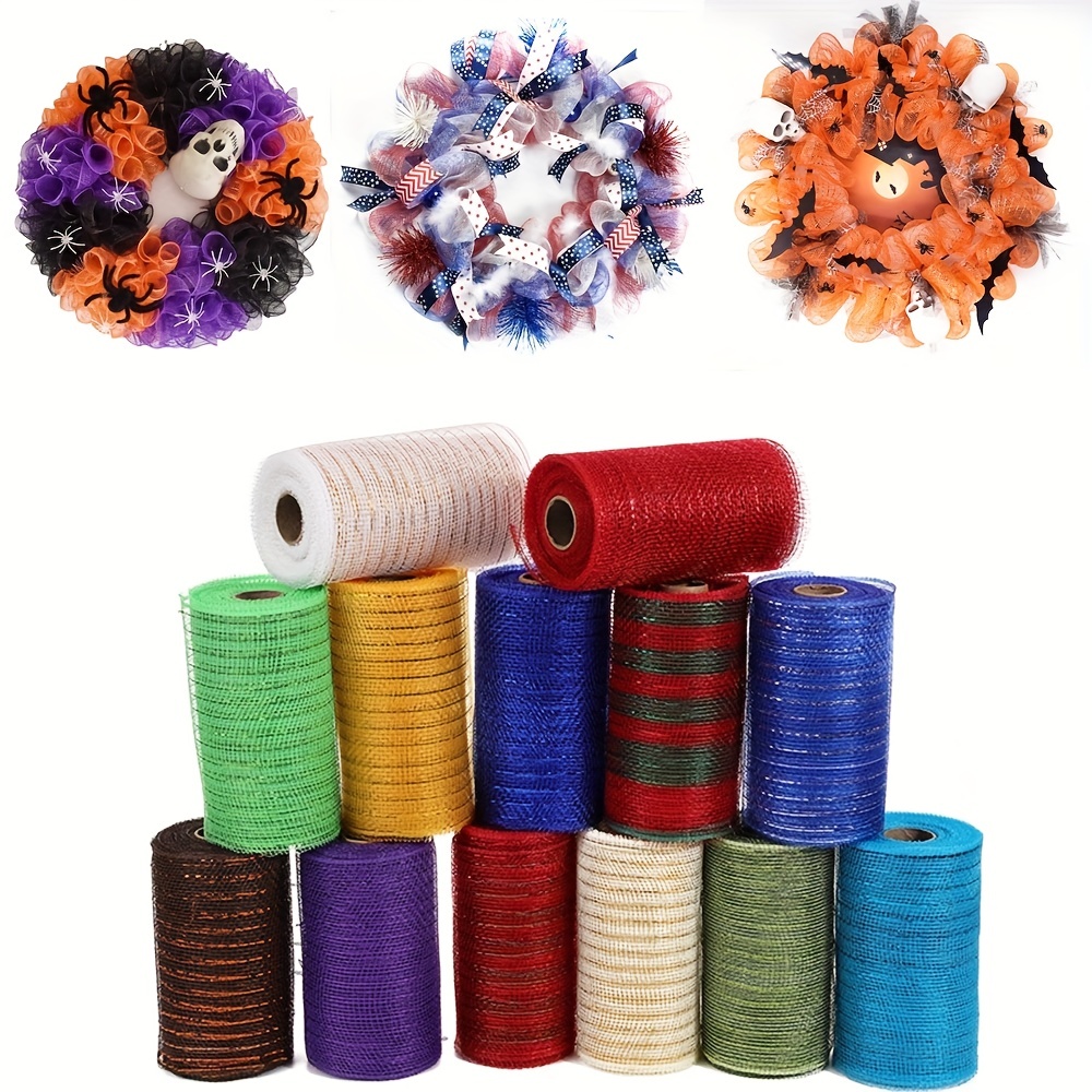 Deco Poly Mesh Ribbon - Christmas Grid Net Yarn Roll Poly Burlap