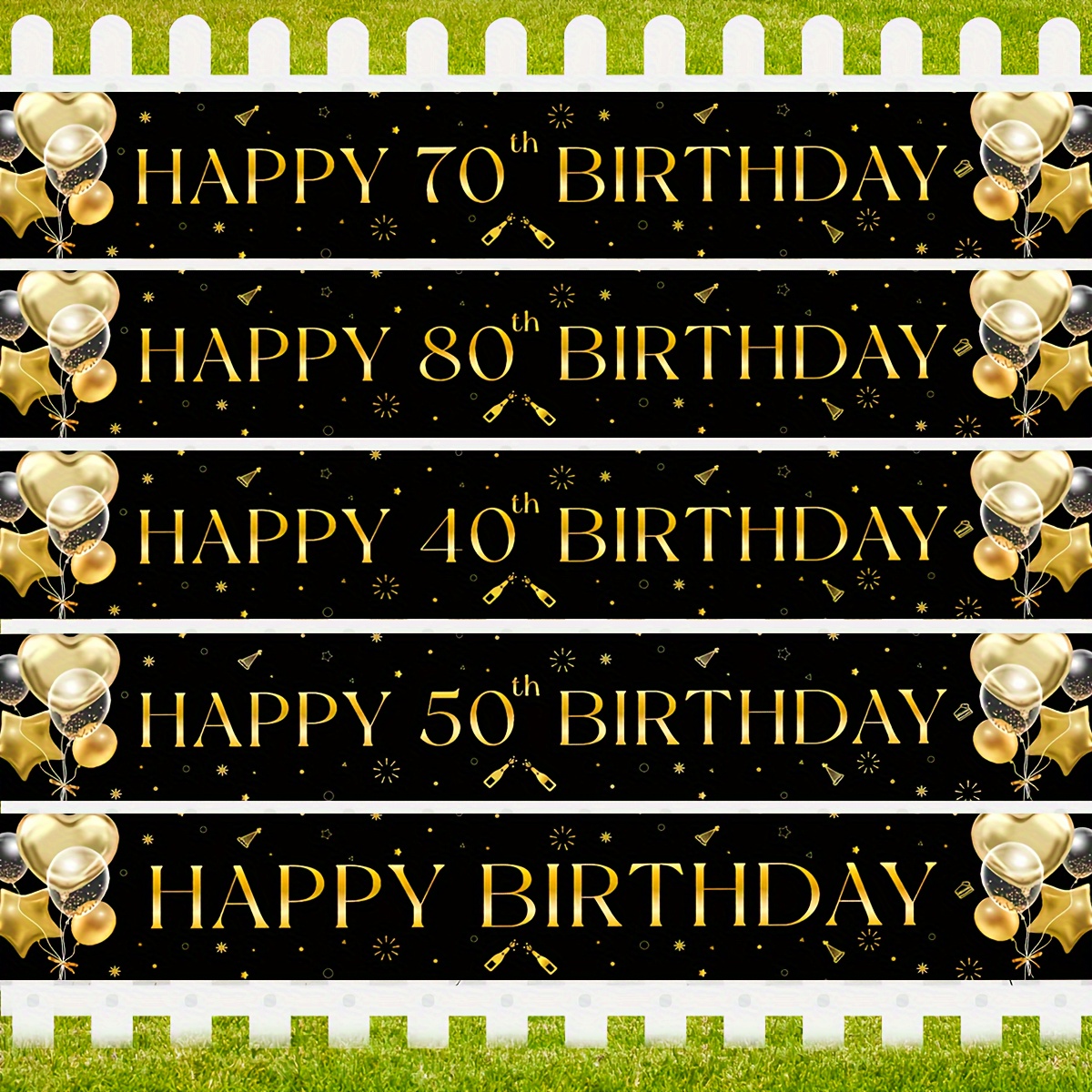  Decoraciones de cumpleaños número 50 para hombres y mujeres –  (60 unidades) pancarta de fiesta de oro negro, globos dorados de 40  pulgadas, globo de látex de signo 50, cortinas con