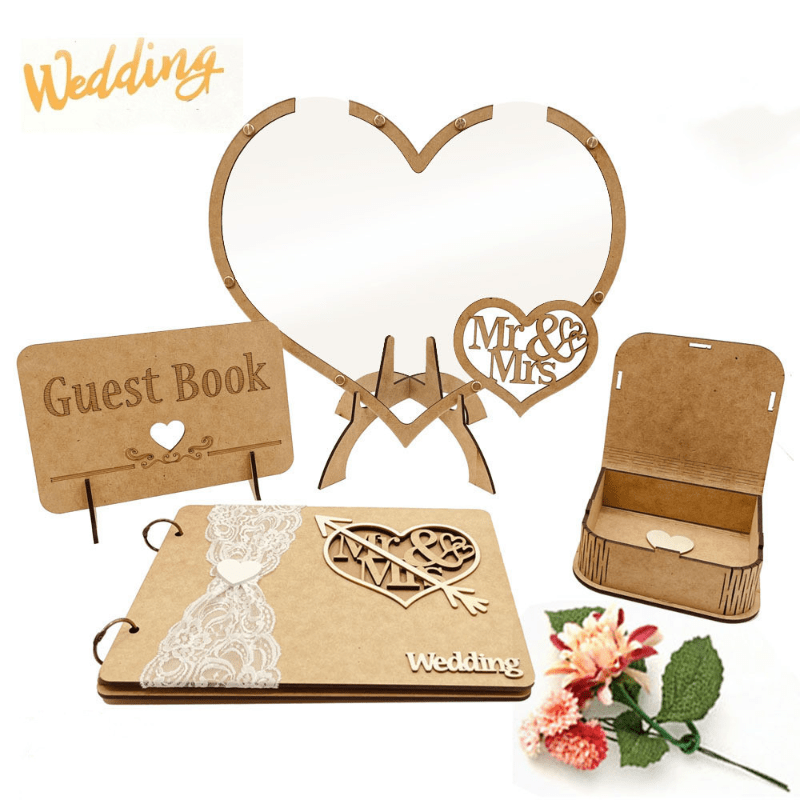 Set, Wooden Sign Board, Wedding Guest Book, Wedding Decor Supplies, Wedding  Supplies, Party Signature, Message Book