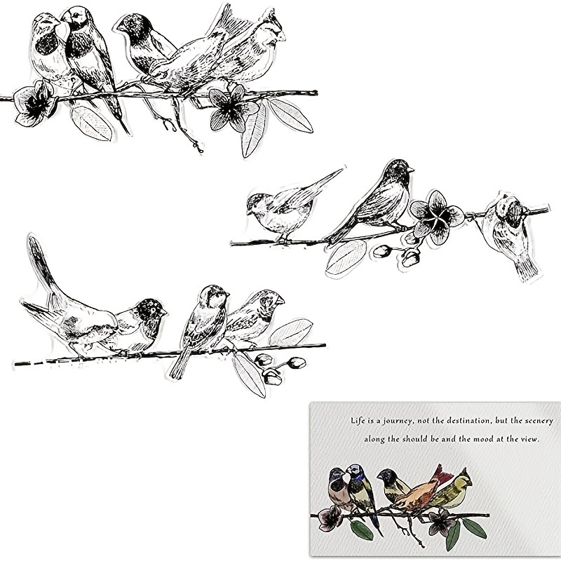 7pcs Birds Clear Stamps for Card Making and Photo Album Decorations, Bird  Branch Clear Rubber Stamps Animal Stamps for Crafts Card Making Decoration