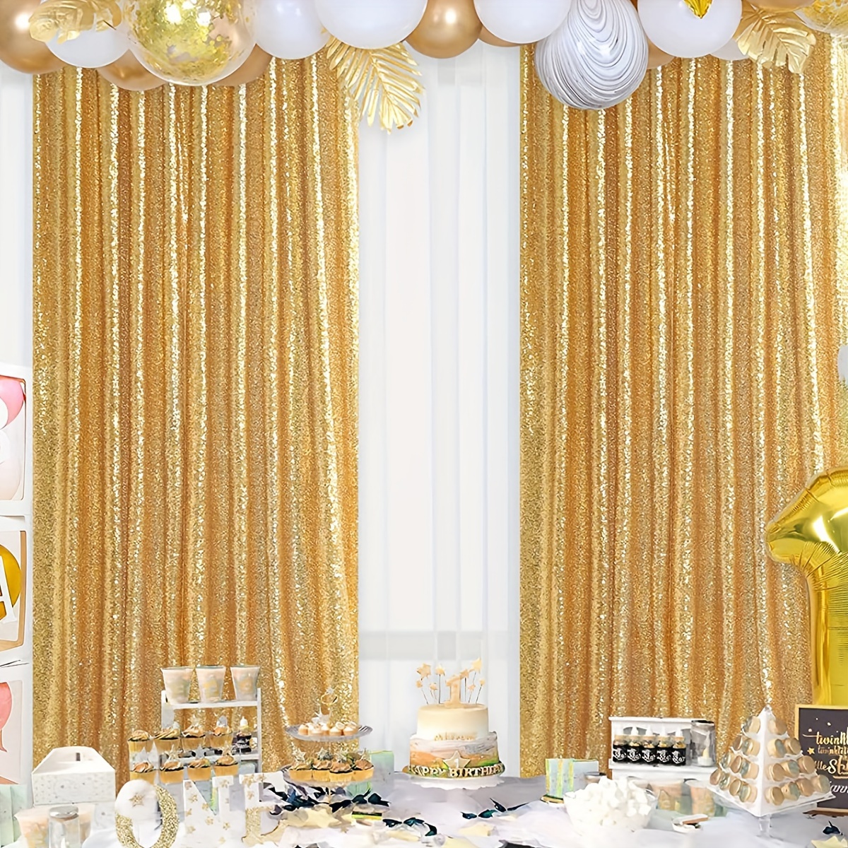 Comprar Fondo de cortina de oro rosa, decoración de fiesta de cumpleaños,  telón de fondo de pared brillante, cortina de aluminio, Baby Shower, boda,  fondo de fiesta de lentejuelas