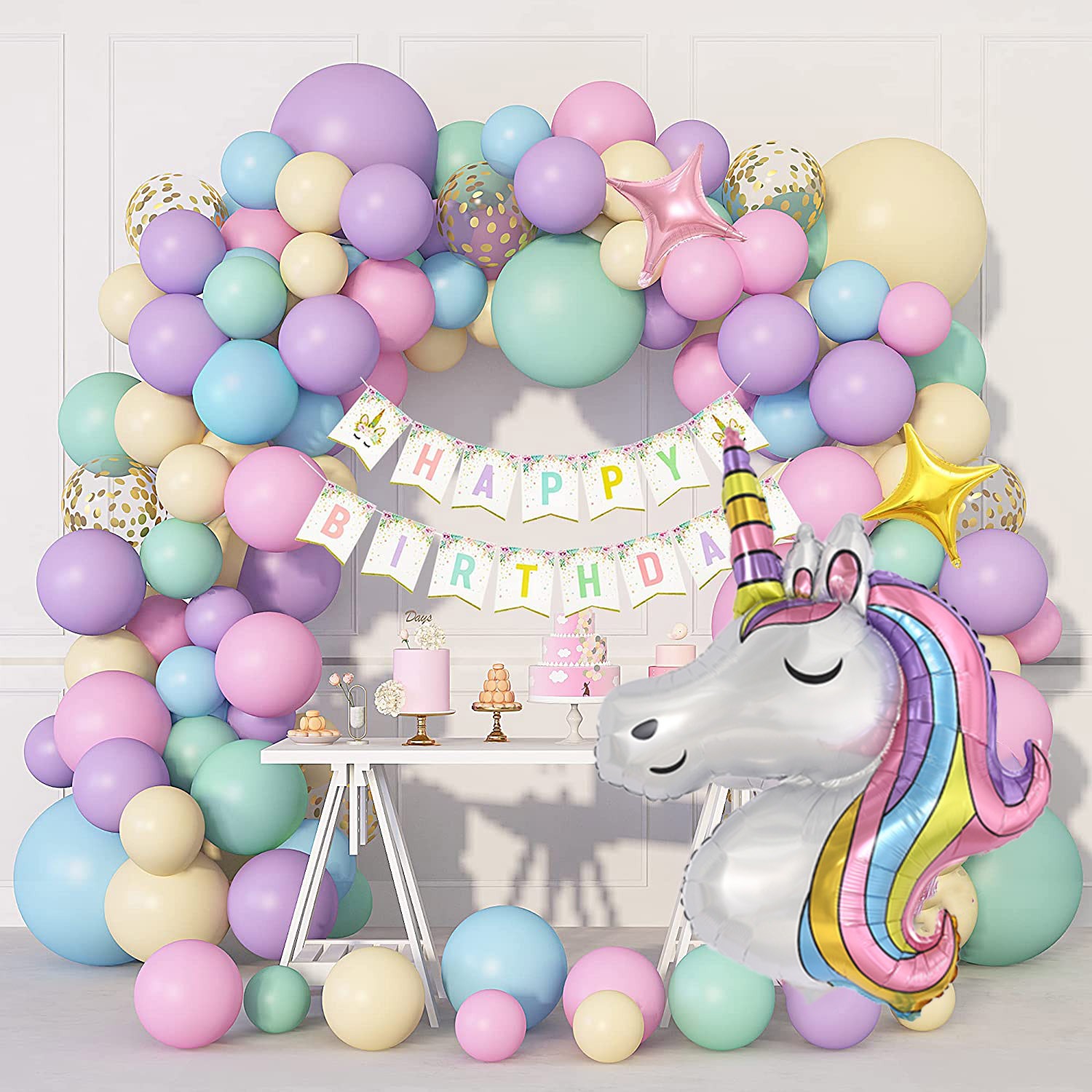Globos Unicornio Cumpleaños 3 Años - Princesa Unicornio