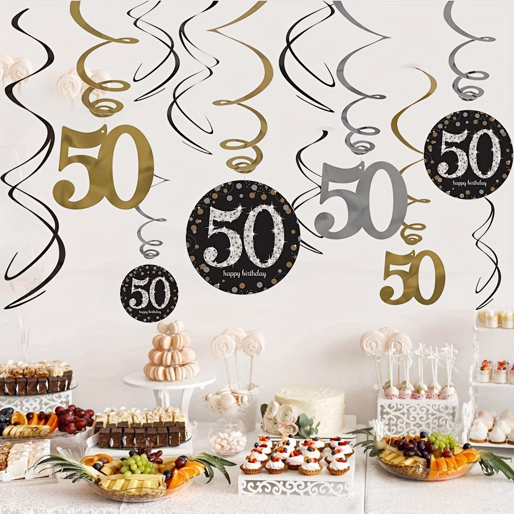 Decoraciones de cumpleaños número 50 para mujer, decoración de fiesta de  cumpleaños número 50 color oro rosa para ella, decoración de globos de oro