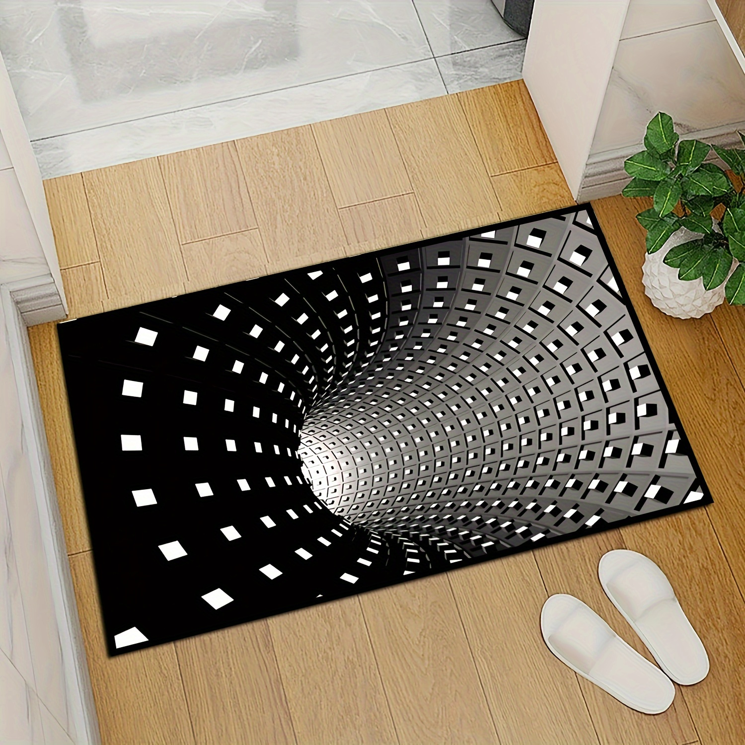 YYL Tapis Illusion 3D Tapis de Sol 3D Area Rug, Tourbillon Visuel Tapis  Rond 3D Trou sans Fond Tapis de Zone D'illusion D'optique Non-tissé