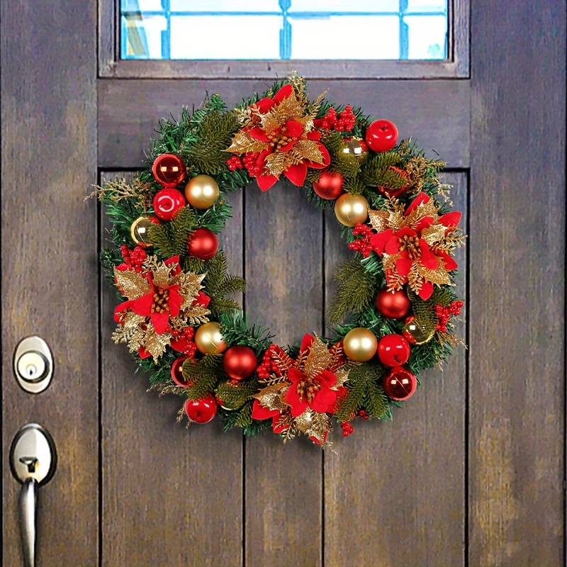 1pc, 20 Christmas Wreath With Pinecone Berries Christmas Decorations Front  Door Wreath For Outdoor Indoor Party Wall Table Home Decor