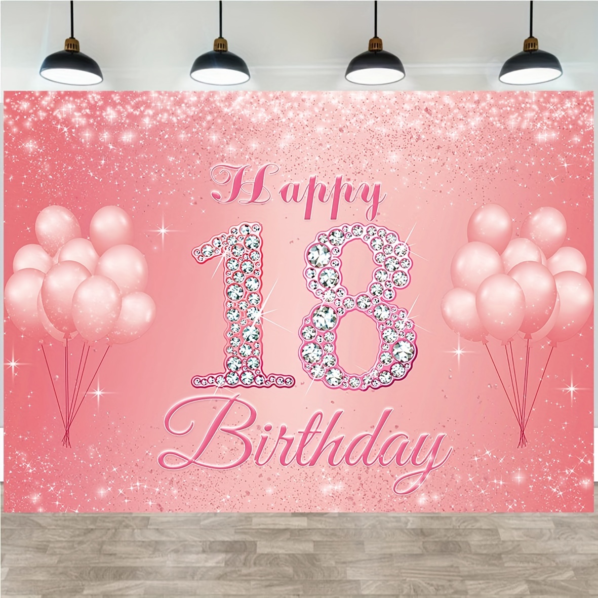 18 cumpleaños decoración fiesta decoración para mujer cartel de tela cartel  para el 18 aniversario fondo pancarta purpurina rosa : : Hogar y  cocina