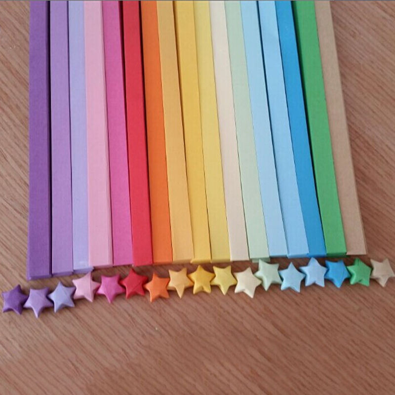 210pcs Luminous Star Origami Paper Strips Heart-Pattern Paper Lucky Stars  Decoration Papers For Kids DIY Handmade Crafts,School Folding Star Origami