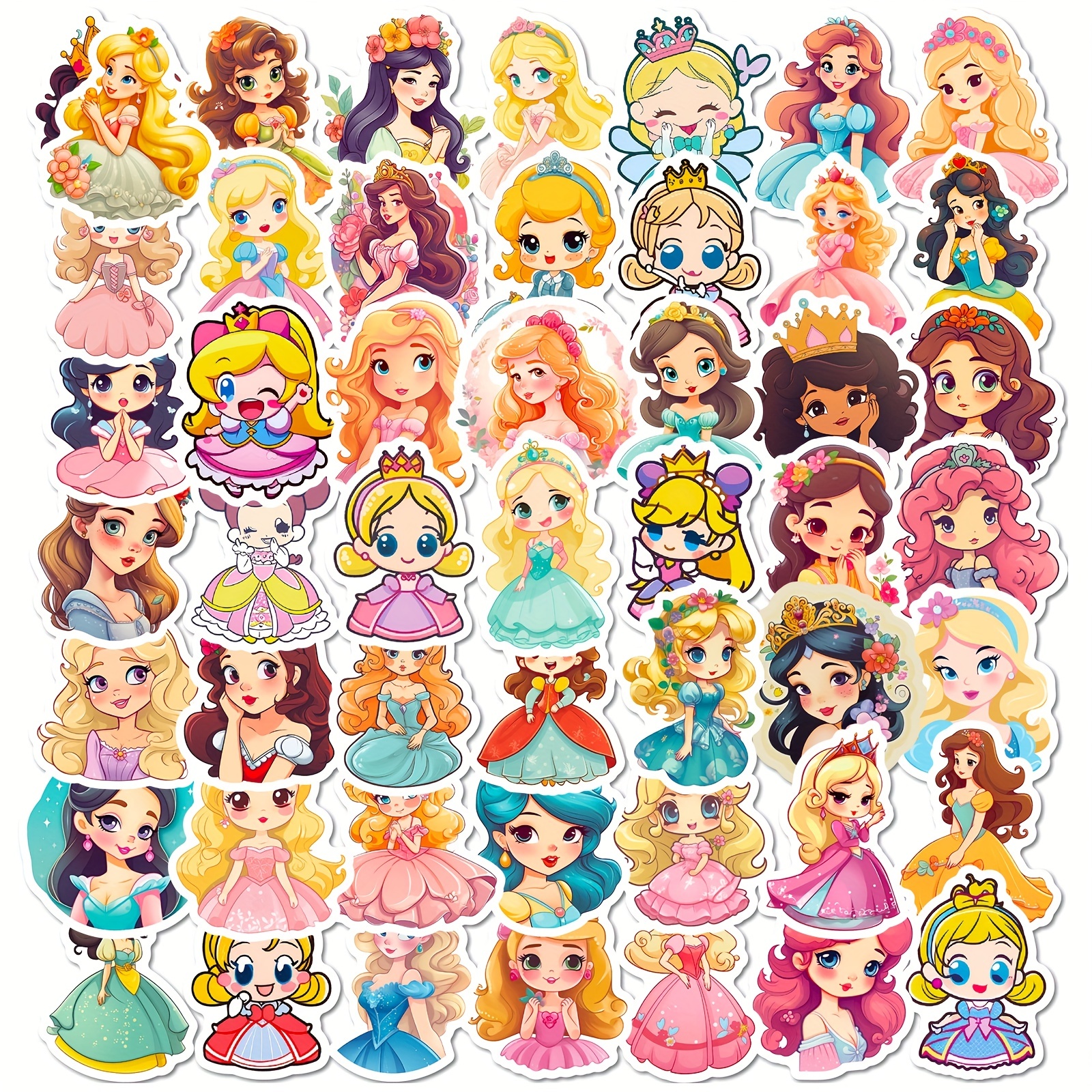 50 Estampas Stickers Pegatinas Princesa Disney Impermeables