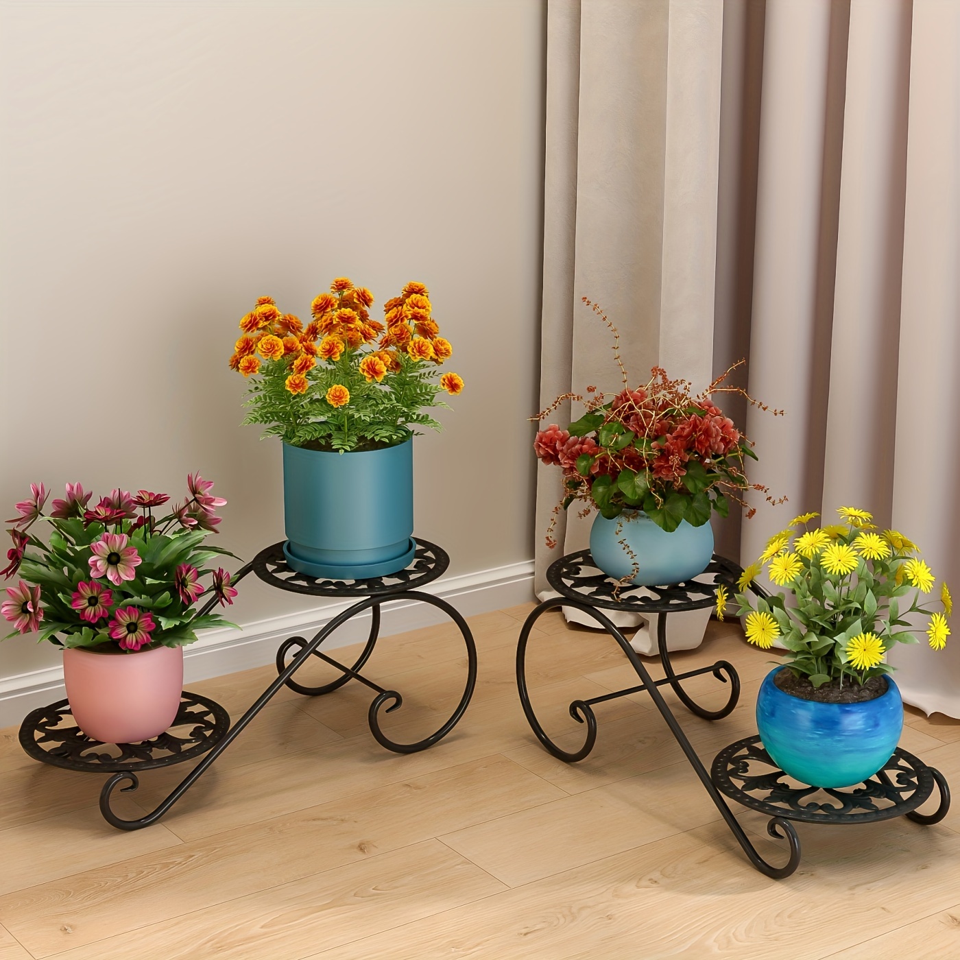 Balcony Multi-layer Trapezoidal Small Potted Plant Wrought Iron