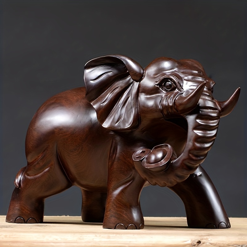 Simpatica statuetta a forma di elefante che gioca con quattro uccelli,  statua a forma di elefante portafortuna da giardino, piccola decorazione  per la casa contemporanea B, 8 x 4 x 9 cm 