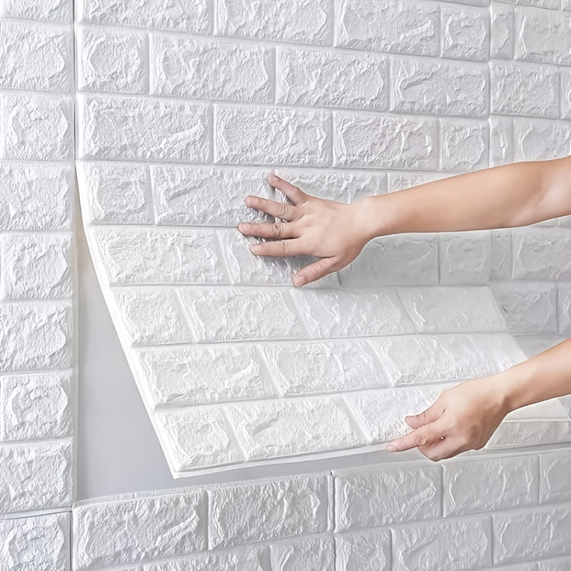 Rollo de papel tapiz de ladrillo gris y blanco, papel adhesivo de ladrillo  autoadhesivo para paredes, 17.7 x 78.7 pulgadas