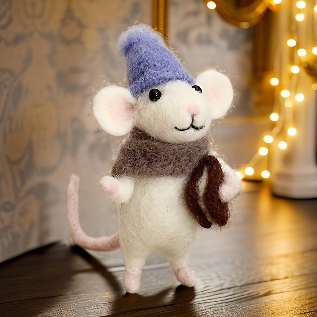 Felt Mouse with Book Ornament