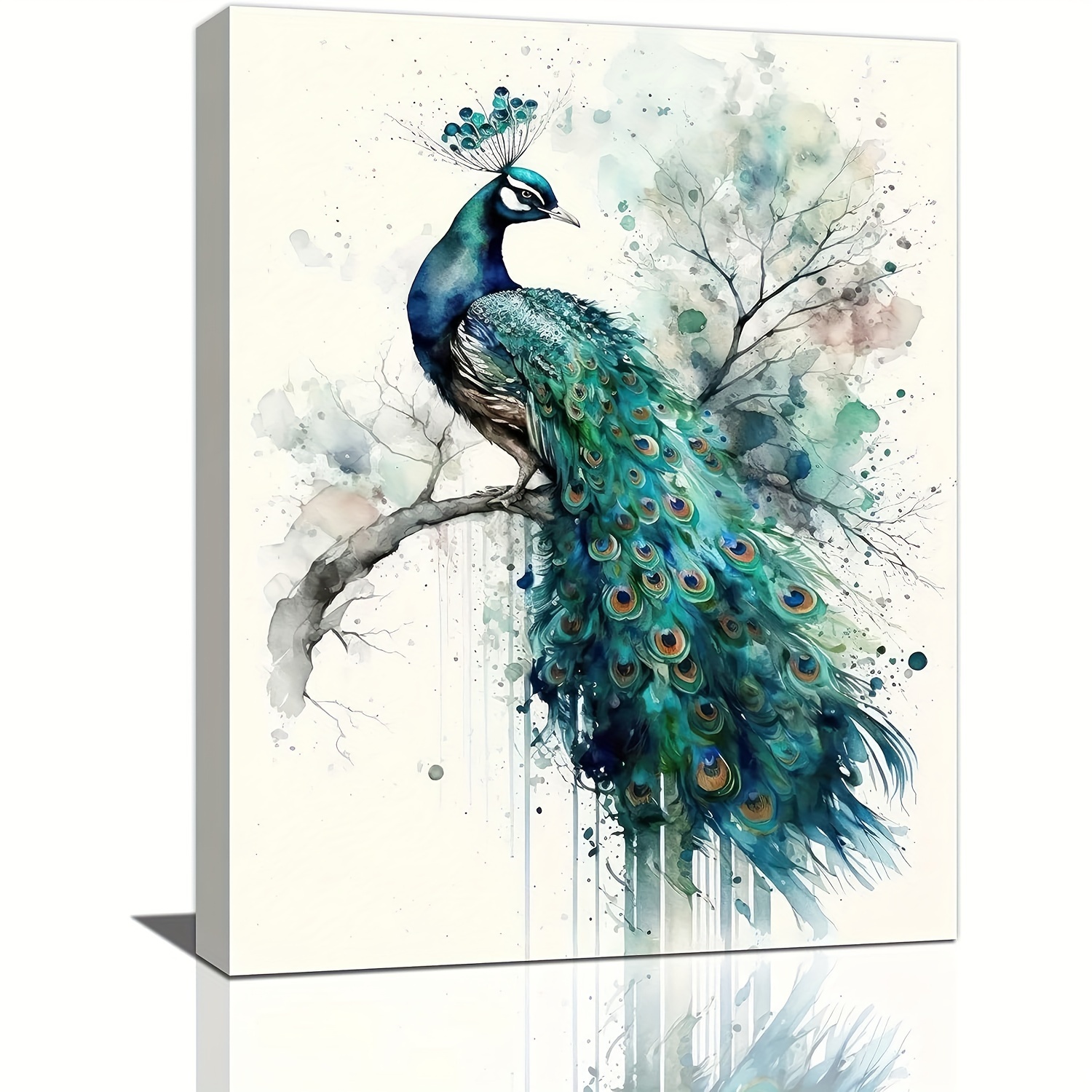 Golden Peacock Leaf Wall Art Canvas Painting Elegant Poster - Temu