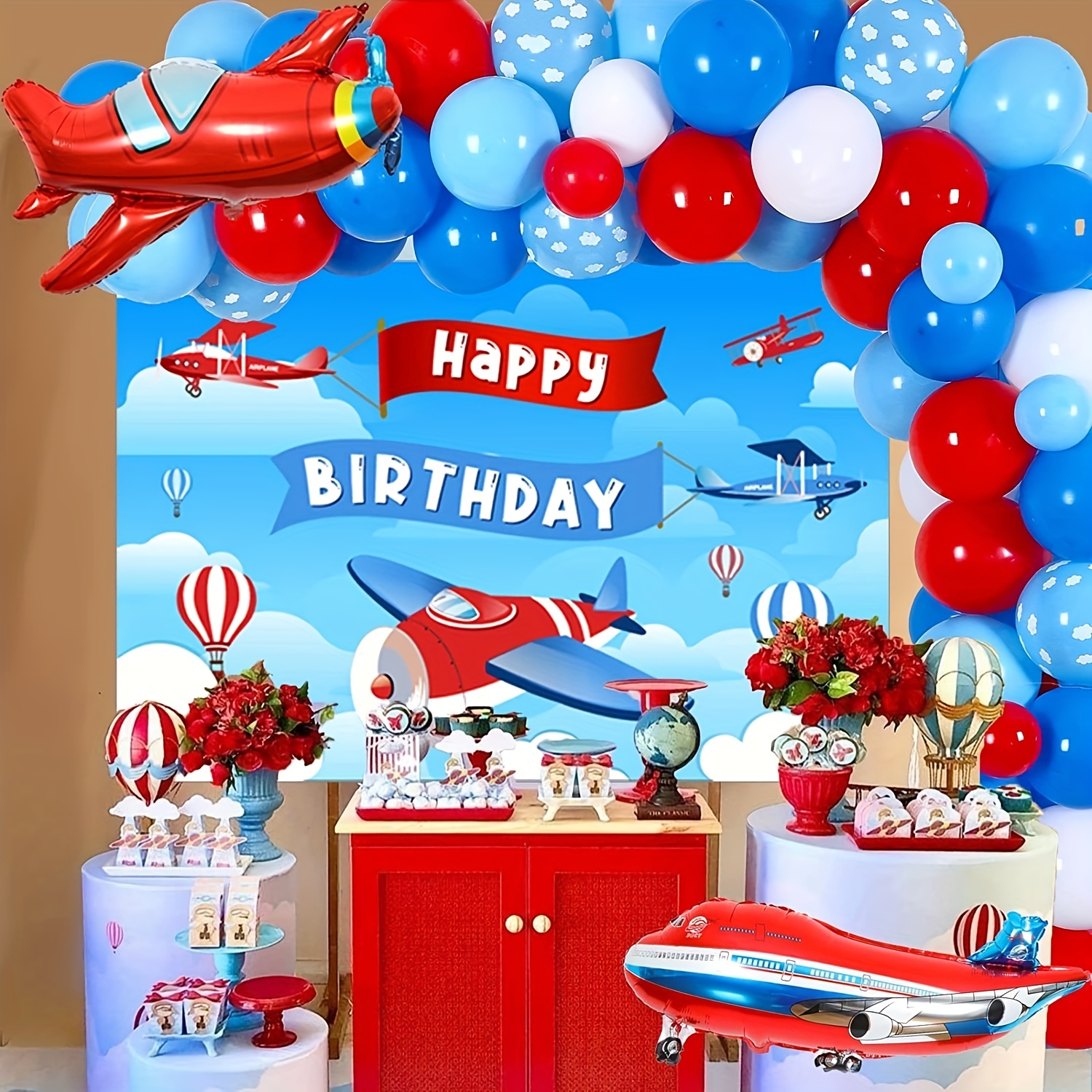  40 decoraciones de fiesta de cumpleaños de fútbol, suministros  de fiesta temática deportiva para niños, incluyendo globos de látex y papel  de aluminio, pancartas de feliz cumpleaños y adornos para tartas 