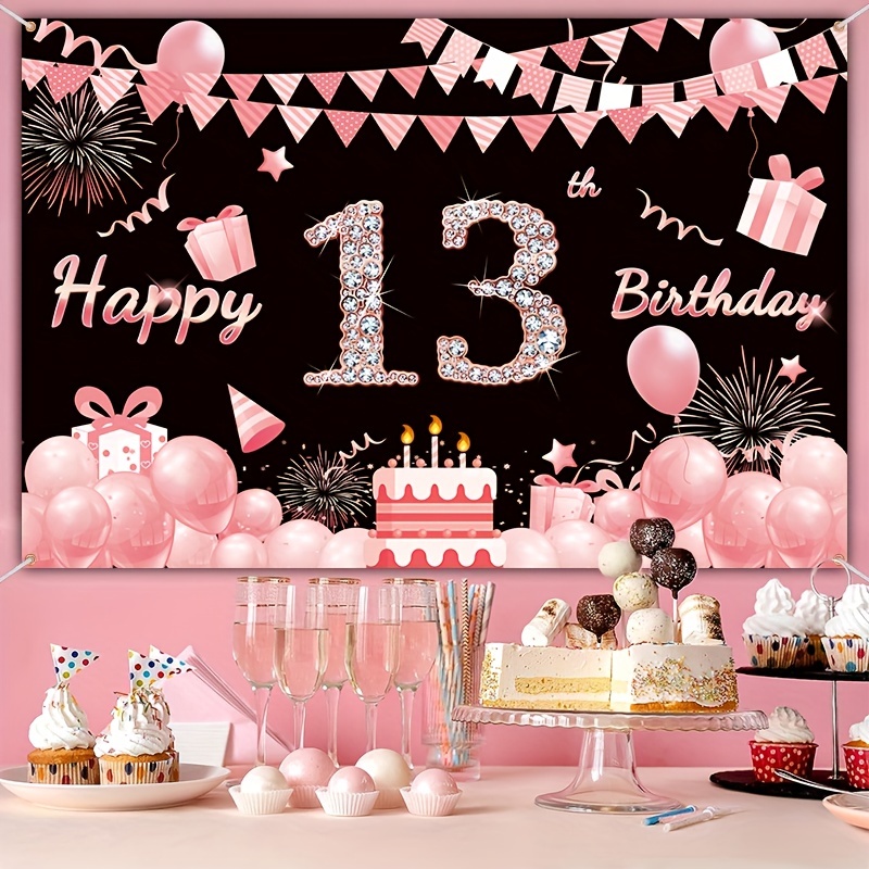Decoraciones de fiesta de feliz cumpleaños color oro rosa negro para  mujeres y niñas, juego de decoración para ella, pancarta de feliz  cumpleaños