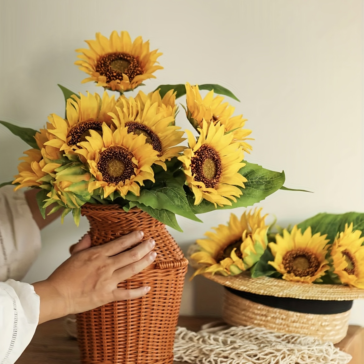 1pc Silk Artificial Large Sun Flower (27.55 Inches) European Retro  Simulation Sun Flower Sunflower Shooting Silk Fake Flowers Living Room  Decoration