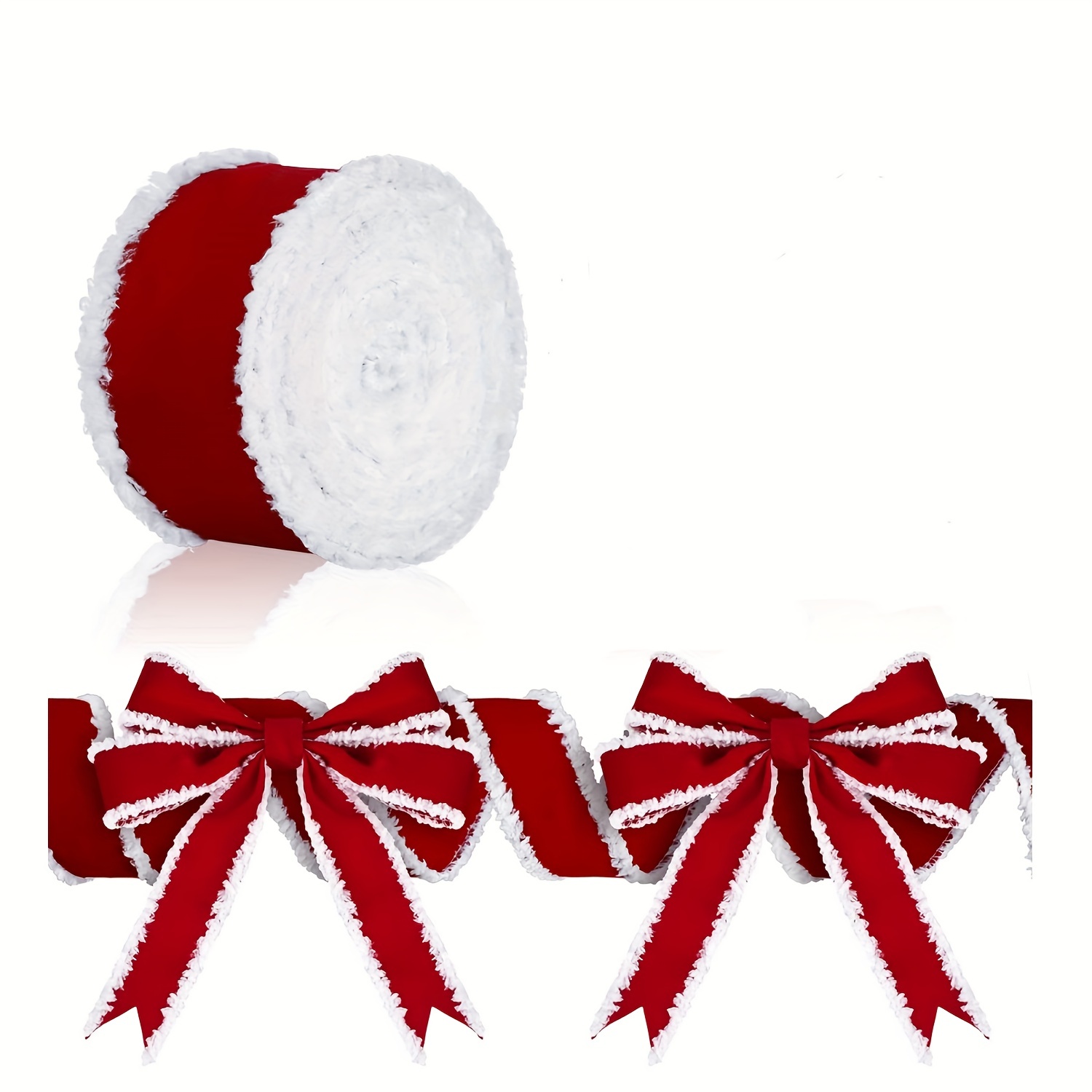 Cintas decorativas para decoración navideña, 100 yardas, 6,3 cm, lazos para  manualidades, purpurina, roja, plateada