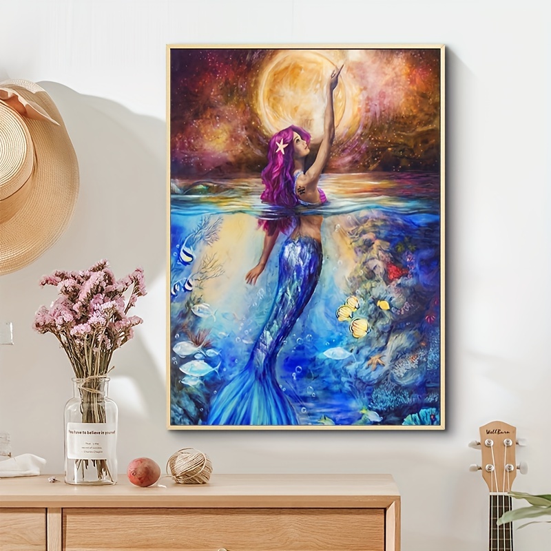 Mermaid 5D Diamond Painting Kit Square Round Gems Handmade Home Wall Decor  Art