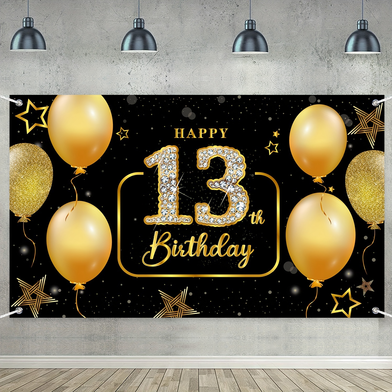 Decoraciones de fiesta de 13 cumpleaños para niño y niña, pancarta de feliz  cumpleaños verde azulado
