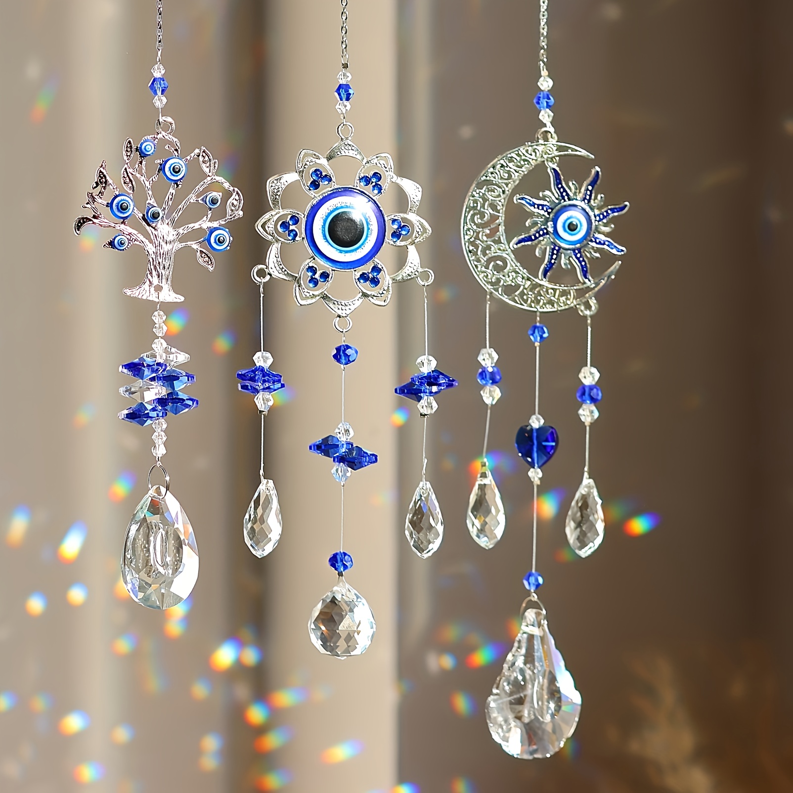 Pendentif en cristal Ornements d'arbre Outdoor Dream Catcher Circle  Décorations suspendues Décor de mariage de fête