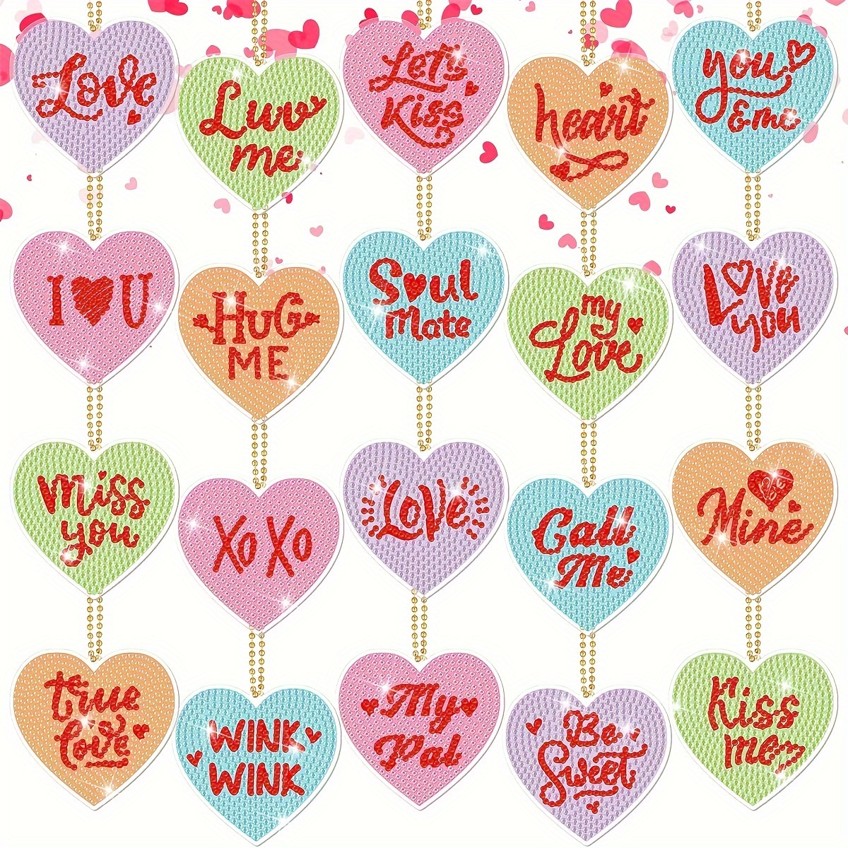 16 Pcs Valentine's Day Diamond Painting Magnets for Refrigerator Love Heart