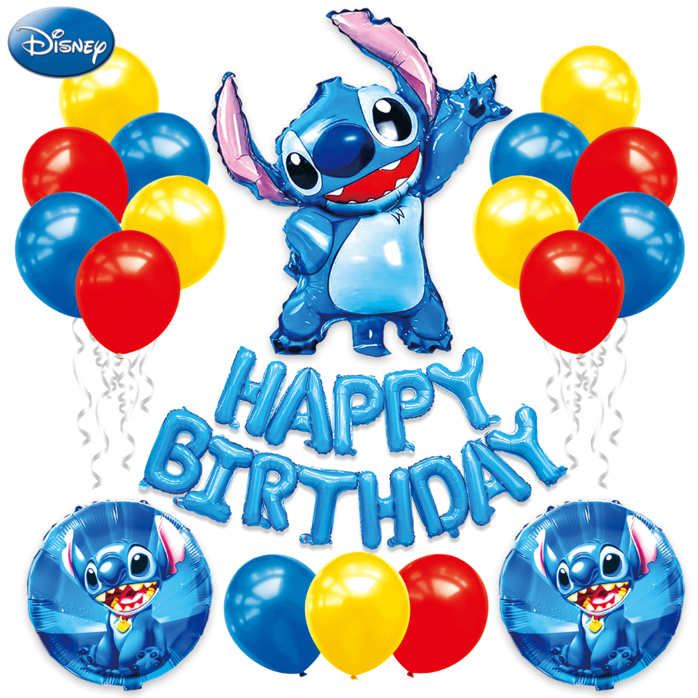 36PCS Lilo and Stitch Balloons, Stitch Happy Birthday Balloons Aluminum  Foil Letters Banner Balloons Decoration, Children's Birthday Party Supplies