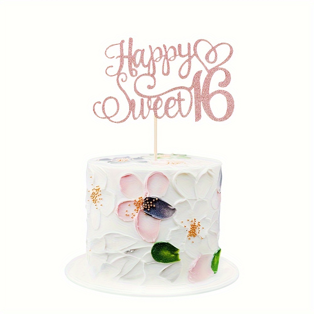 Decoraciones de cumpleaños de 16 para niñas, adolescentes, niños,  suministros de fiesta de 16 años, decoración de pastel de cumpleaños de 16  años