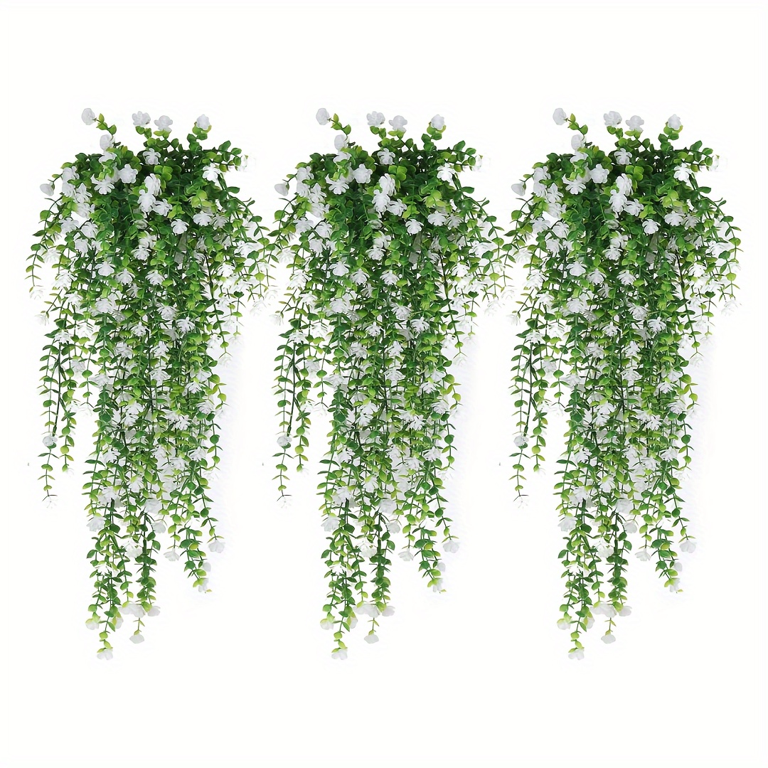 4PCS Artificial Hanging Plants 33in Black Fake Hanging Plant Faux Ivy Leaf  Greenery Vine UV Resistant Plastic Wall Black Plant for Indoor Outdoor
