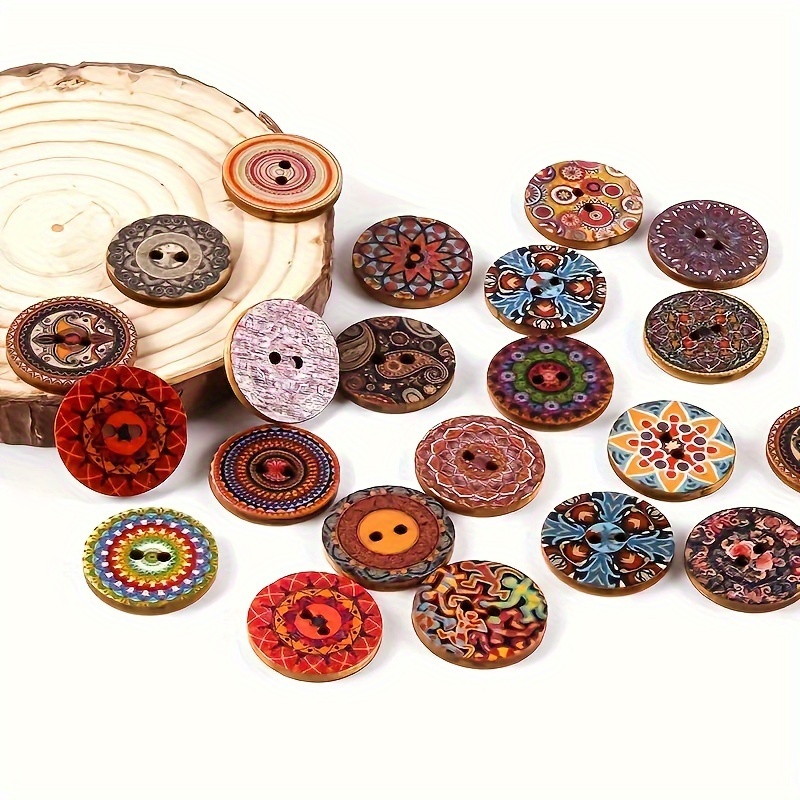 600 botones de madera de varios tamaños, colores mezclados, madera de coco,  botones de adorno hechos a mano para decoración de costura, manualidades y