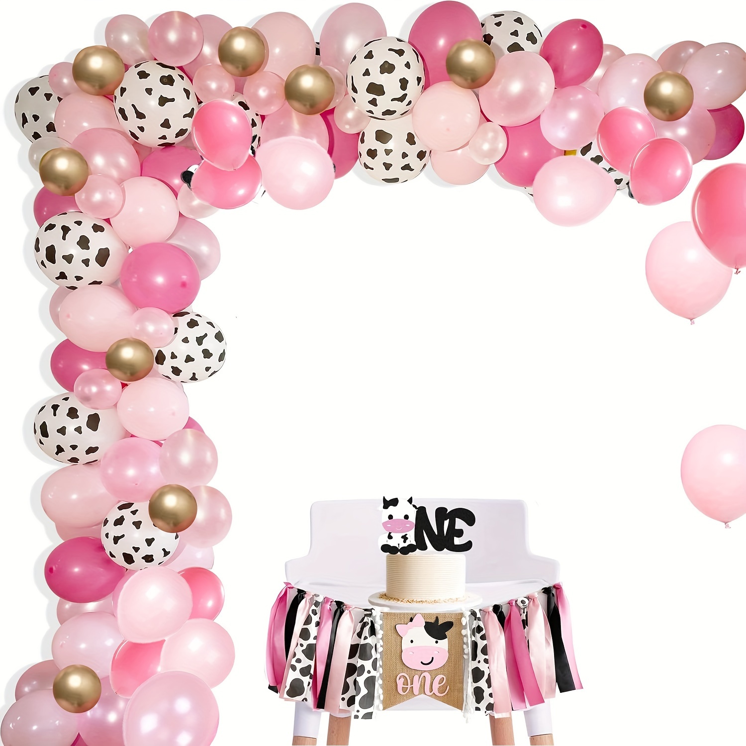 Decoraciones de cumpleaños con temática de animales de granja, guirnalda de  globos de granero rosa para niña, guirnalda de globos de granero, animales