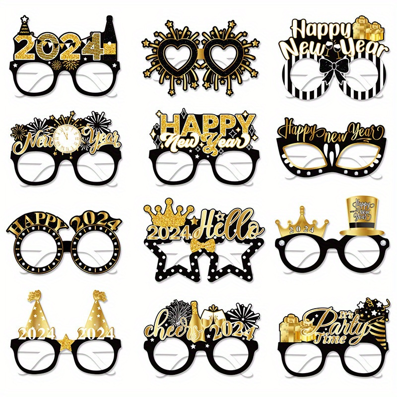 6 Pack Happy New Year Eyeglasses Fancy New Year Party Glasses Celebration  Party Favor for 2024 New Year's Eve Party Decorations