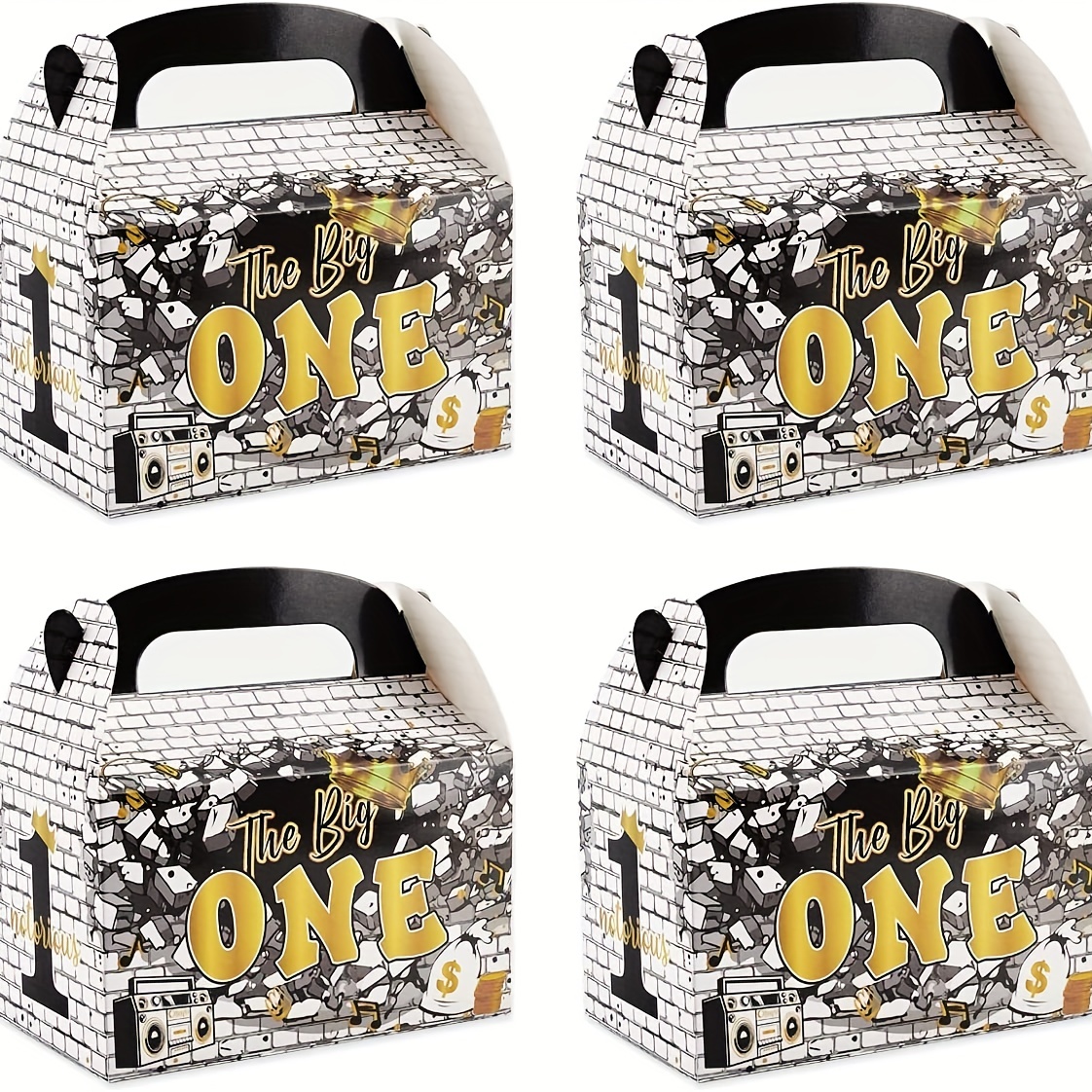 4pcs Clear Gift Bags With Clear Window, 9.8*7.1*5.1inch/25*18*13cm, Large  Gift Boxes, White / Black