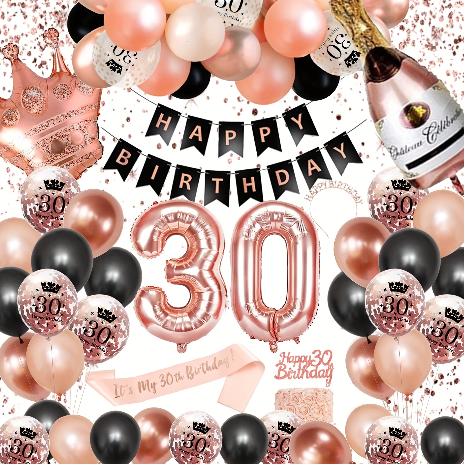 30th Birthday Balloon Decoration Set Dirty 30 Birthday Ideas 30 Birthday  Party Decorations Hello 30th Rose Gold Birthday Party 