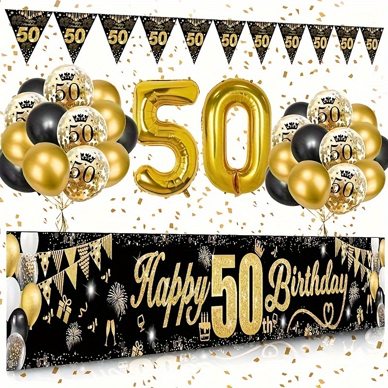 Decoraciones de cumpleaños número 50 para mujer, suministros de cumpleaños  número 50 para mujer con fabulosos globos de flores de otoño color champán