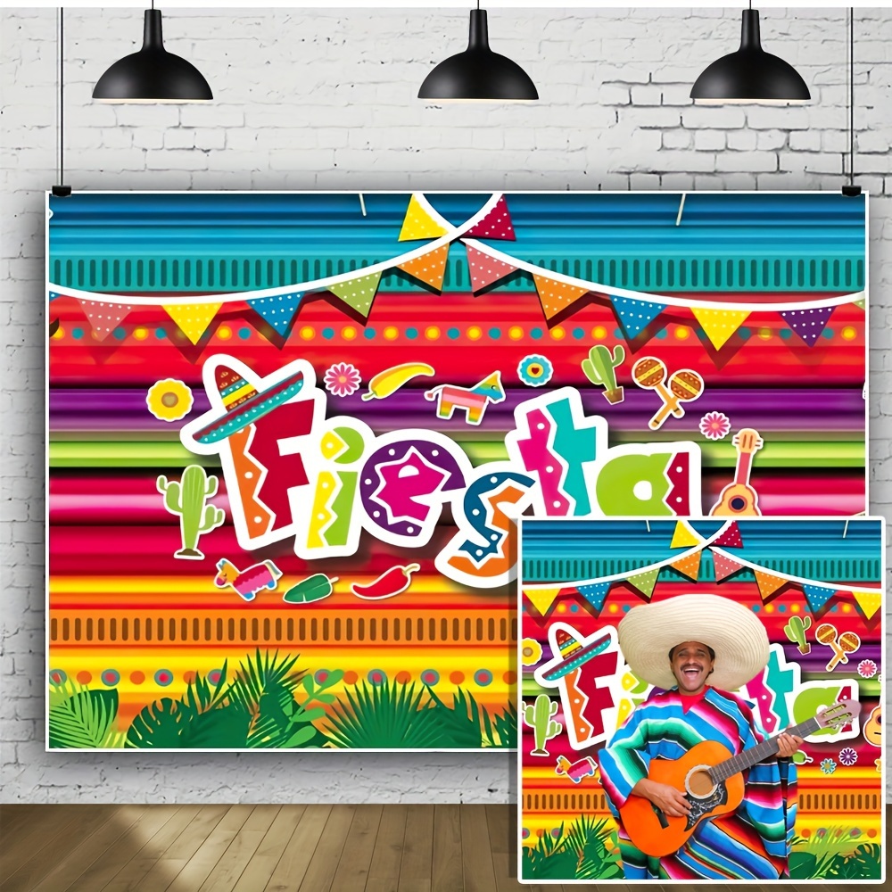 Mexican Fiesta Birthday Backdrop Feet Colorful Neon Summer - Temu
