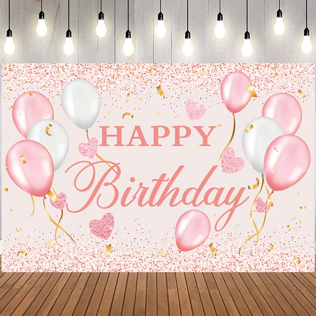 Pink Mouse - Decoraciones de cumpleaños para fiesta de cumpleaños para  niñas de 1º, 2º y 3º año (109 piezas, incluyendo telón de fondo, mantel